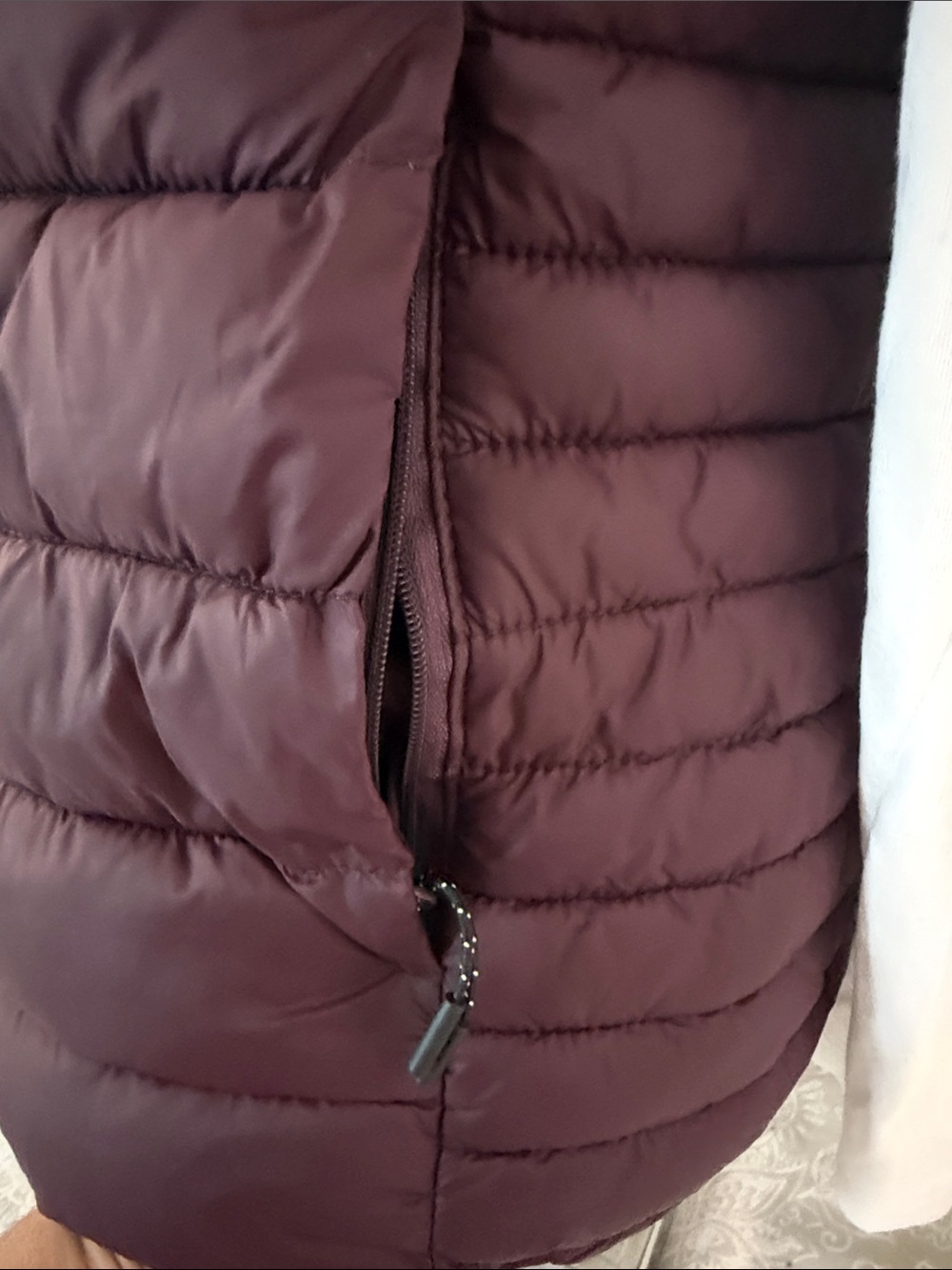 Quilted Puffer Vest in Deep Plum - Women's Lightweight Layer - Picture 4 of 5